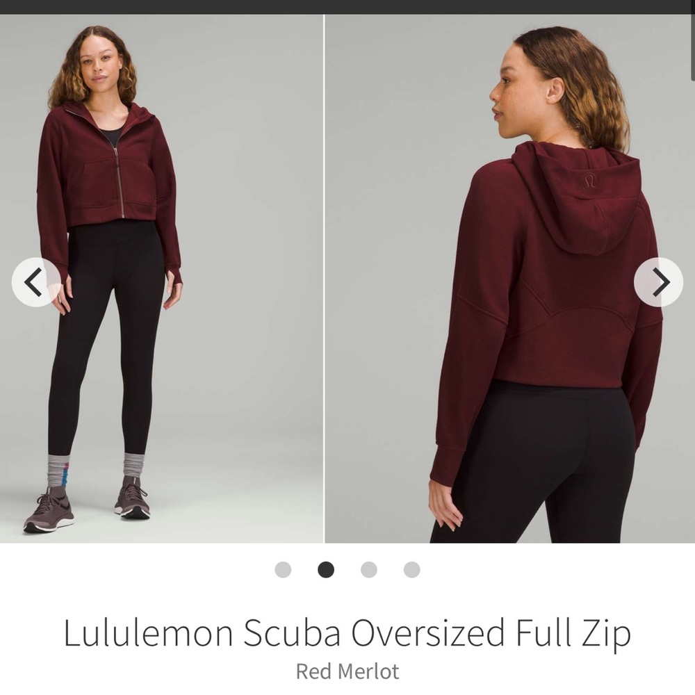 lululemon athletica Women's Scuba Oversized Full Zip Hoodie - Red Merlot